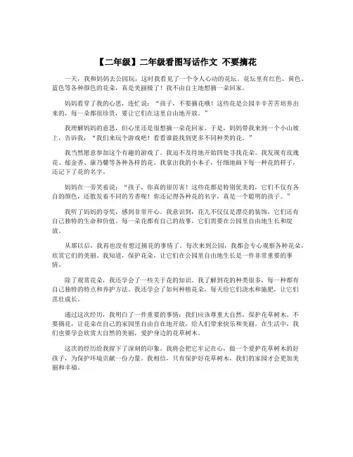 【二年级】二年级看图写话作文 不要摘花