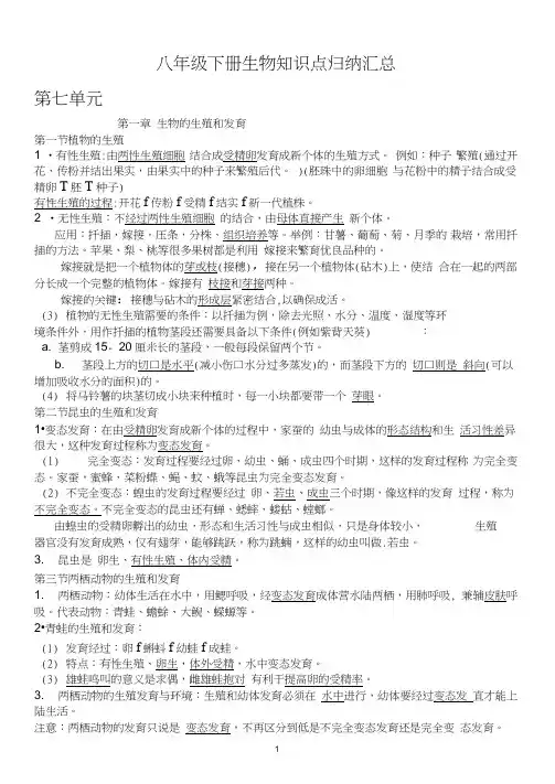 (完整word版)最新人教版八年级生物下册知识点归纳汇总,推荐文档