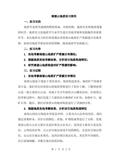 南望山地质实习报告