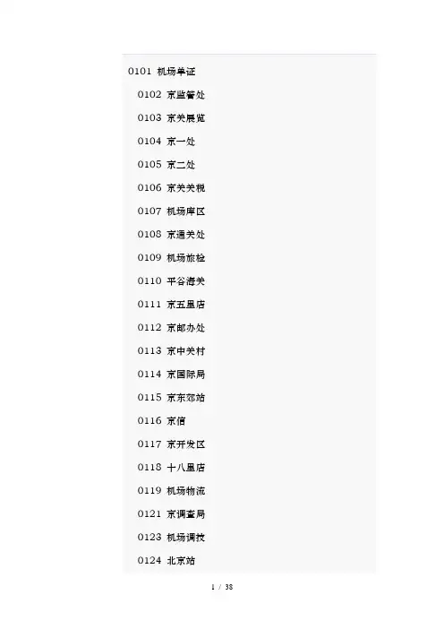 全国海关代码