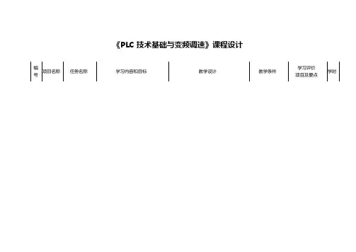 《PLC技术基础与变频调速》课程设计