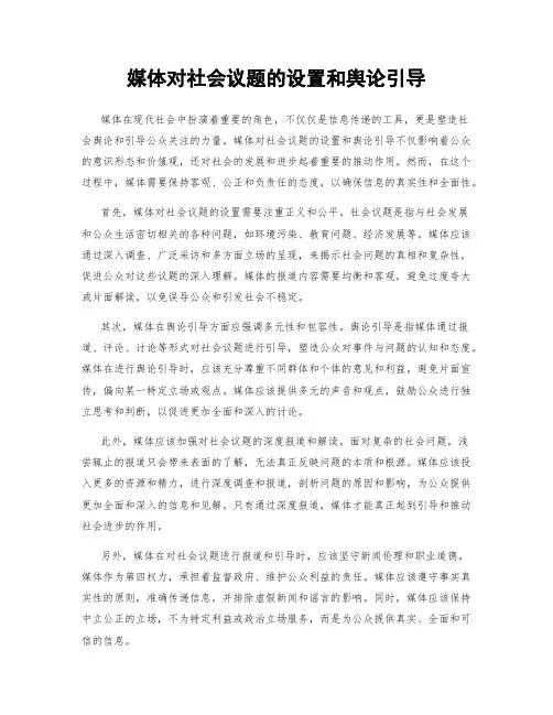 媒体对社会议题的设置和舆论引导