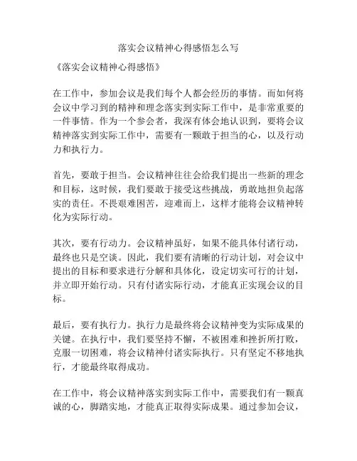 落实会议精神心得感悟怎么写