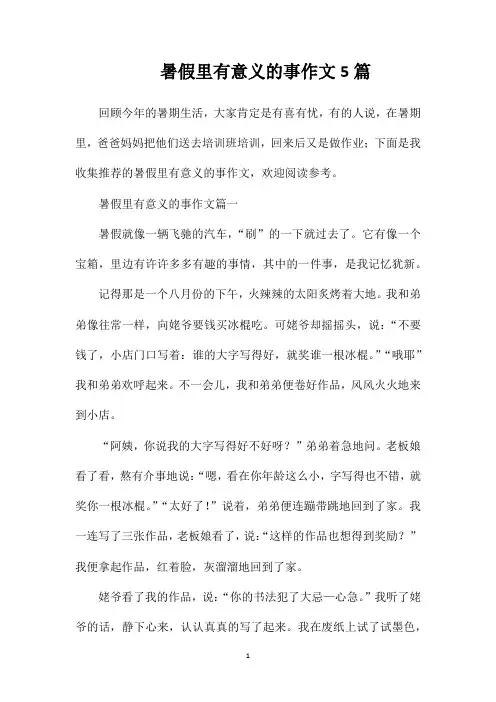 暑假里有意义的事作文5篇