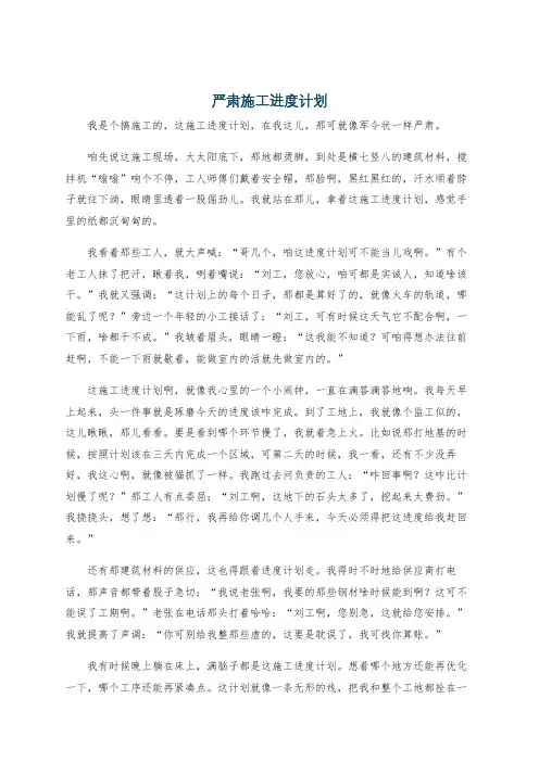 严肃施工进度计划