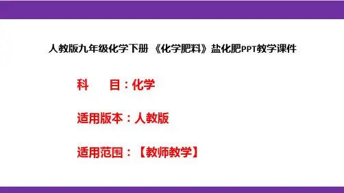 人教版九年级化学下册 《化学肥料》盐化肥PPT教学课件