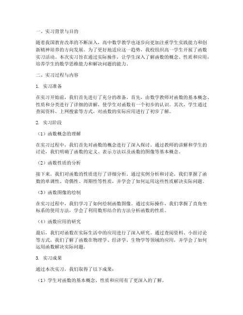 高一函数实习报告