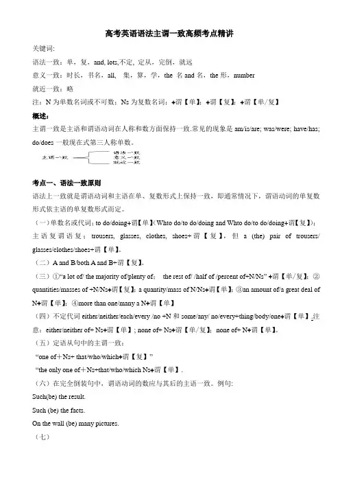 高考英语语法主谓一致高频考点精讲