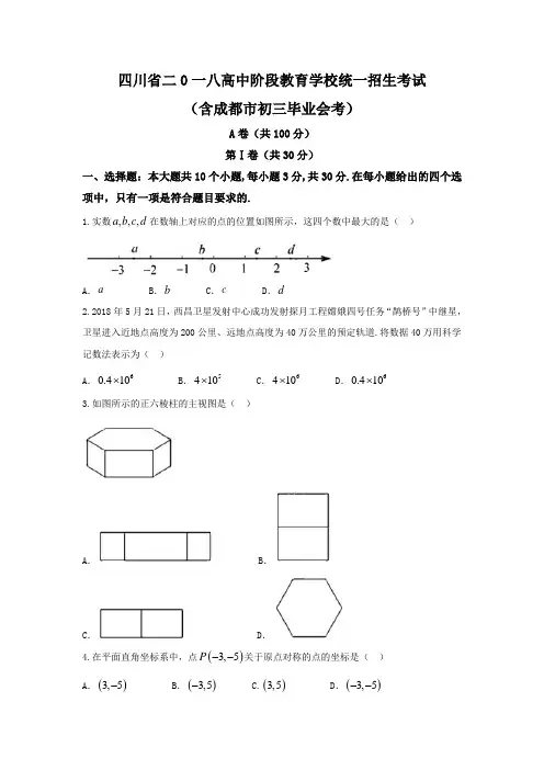2018年四川中考数学真题卷含答案解析
