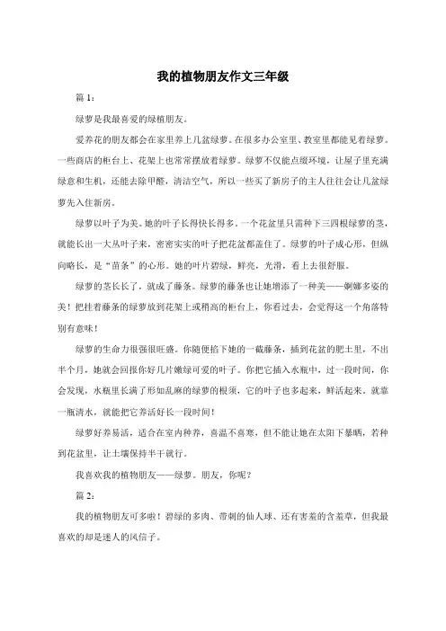 我的植物朋友作文450字左右三年级
