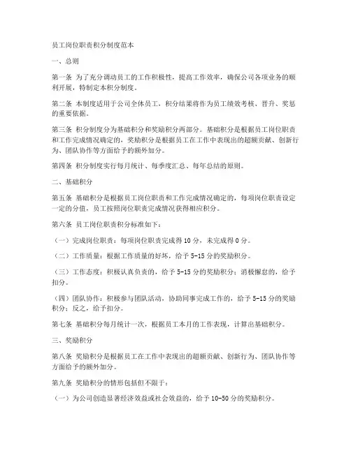 员工岗位职责积分制度范本