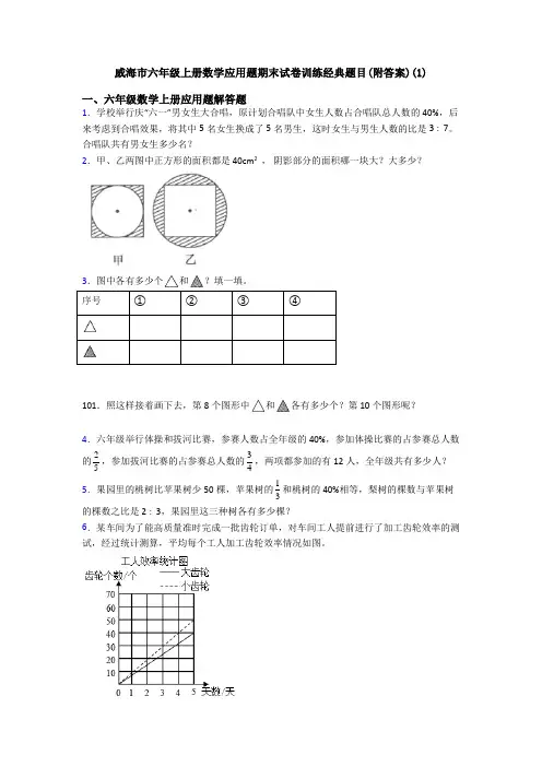 威海市六年级上册数学应用题期末试卷训练经典题目(附答案)(1)