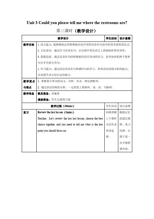 初中英语九年级 Unit 3 第3课时 Section A  (Grammar Focus-4c) 