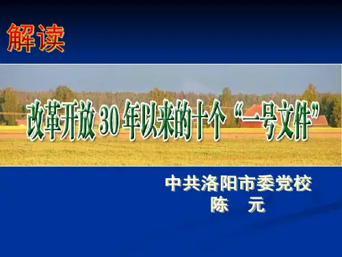 改革开放以来的10个一号文件