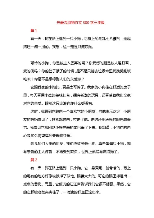 关爱流浪狗作文300字三年级