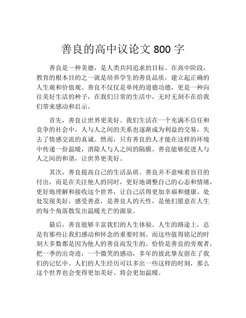 善良的高中议论文800字