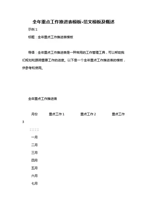 全年重点工作推进表模板-概述说明以及解释