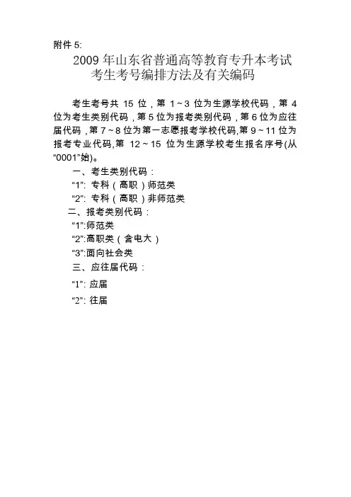 考生考号编排方法及有关编码