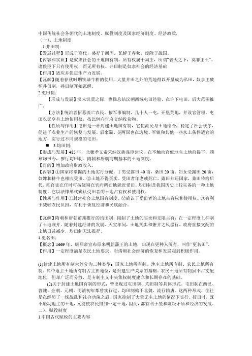中国传统社会各朝代的土地制度