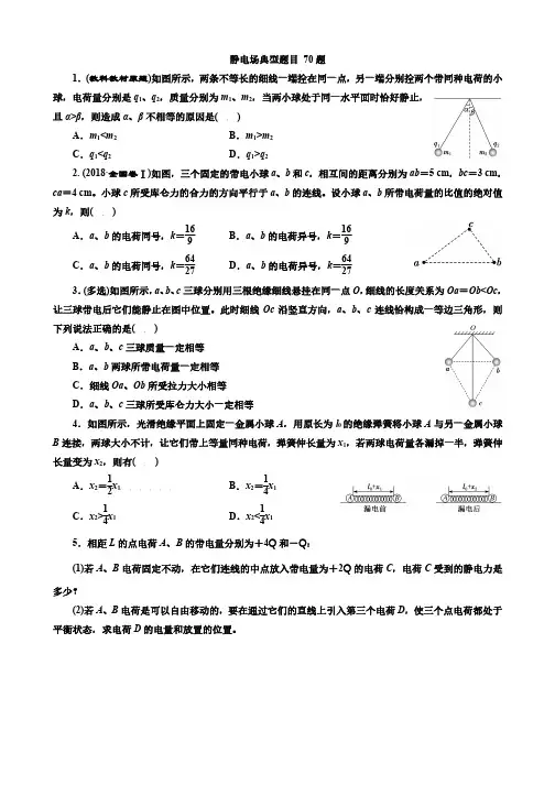 高中物理静电场(精选100题)