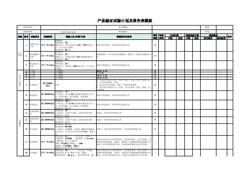 产品验证试验计划及报告表模板