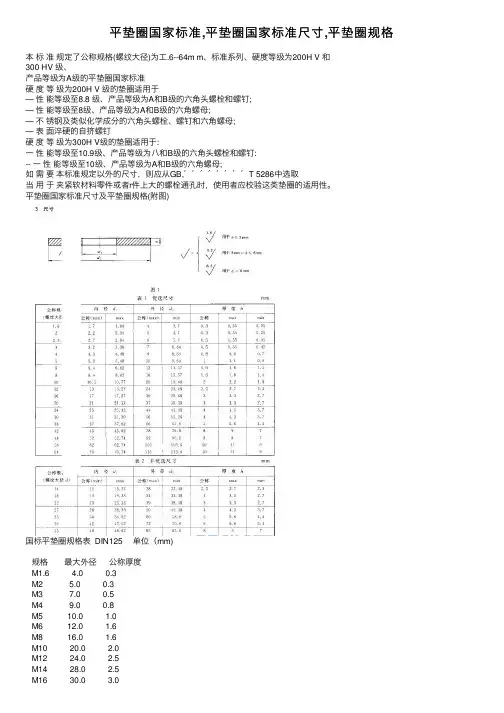 平垫圈国家标准,平垫圈国家标准尺寸,平垫圈规格