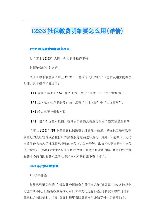 12333社保缴费明细要怎么用(详情)