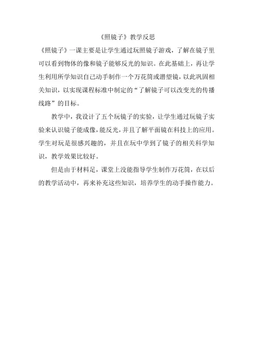 《照镜子》教学反思