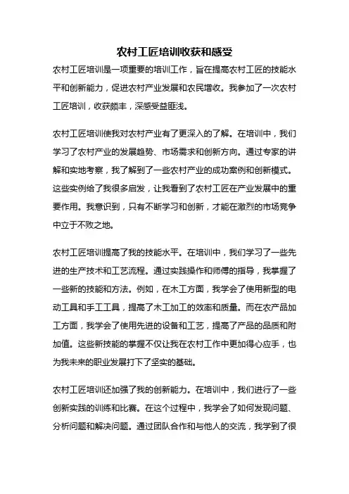 农村工匠培训收获和感受