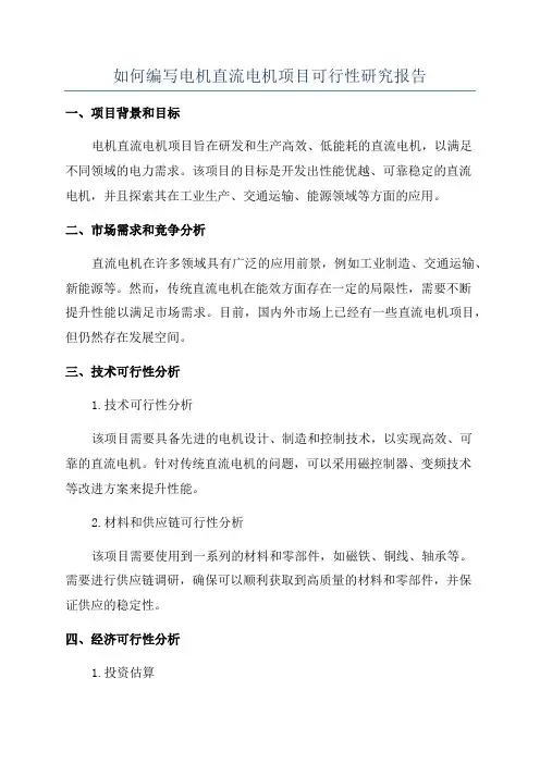 如何编写电机直流电机项目可行性研究报告