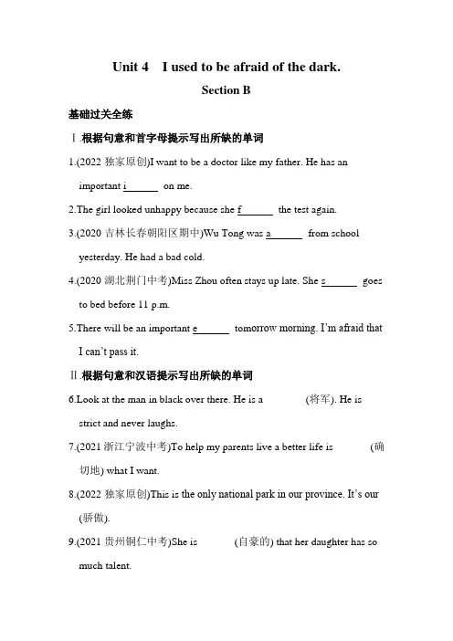英语人教九年级全一册人教版 Unit 4 全练版：Section B