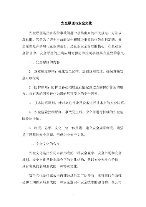 安全原理与安全文化1000字