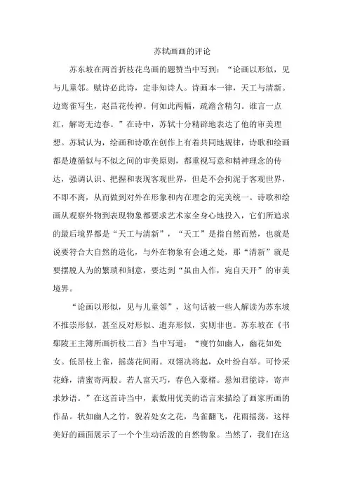 苏轼画画的评论