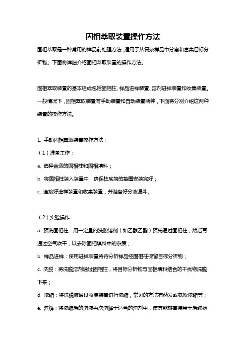 固相萃取装置操作方法