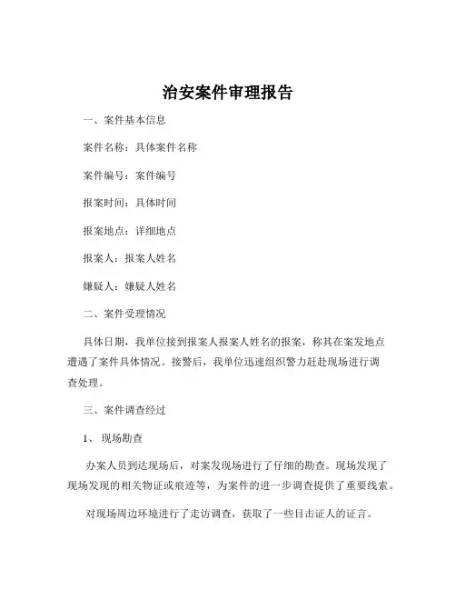 治安案件审理报告