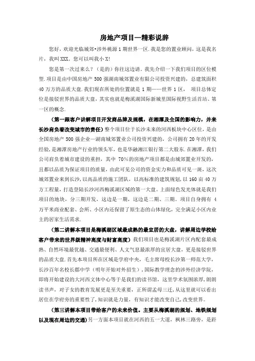 房地产项目精彩说辞