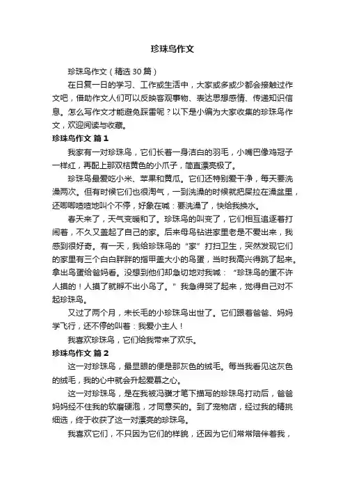 珍珠鸟作文（精选30篇）