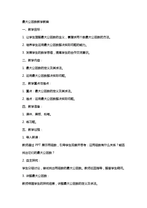 最大公因数教学教案