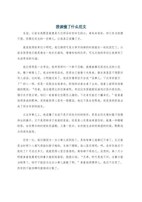 我读懂了什么范文