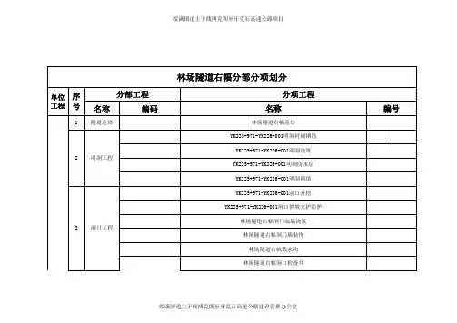 隧道工程分部分项划分(新)最终