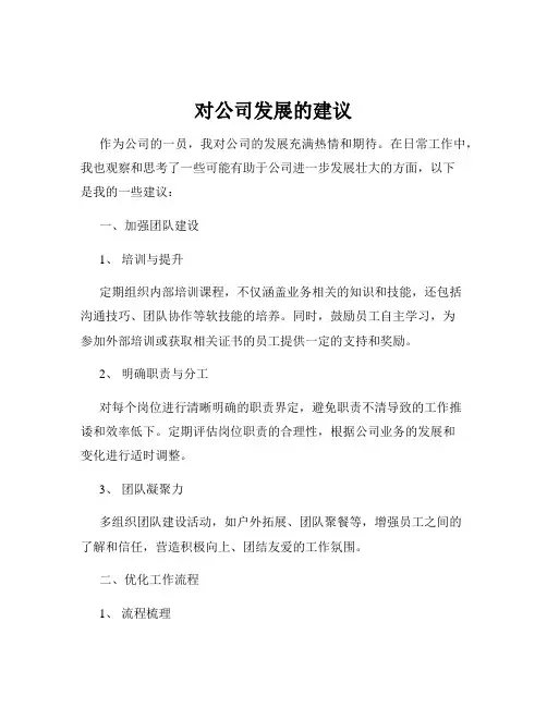 对公司发展的建议