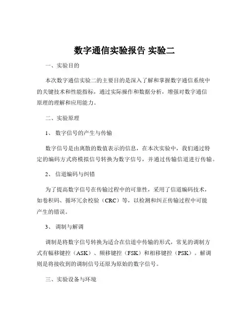 数字通信实验报告 实验二