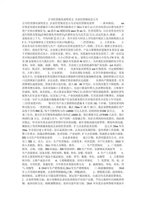 公司经营情况说明范文_企业经营情况怎么写