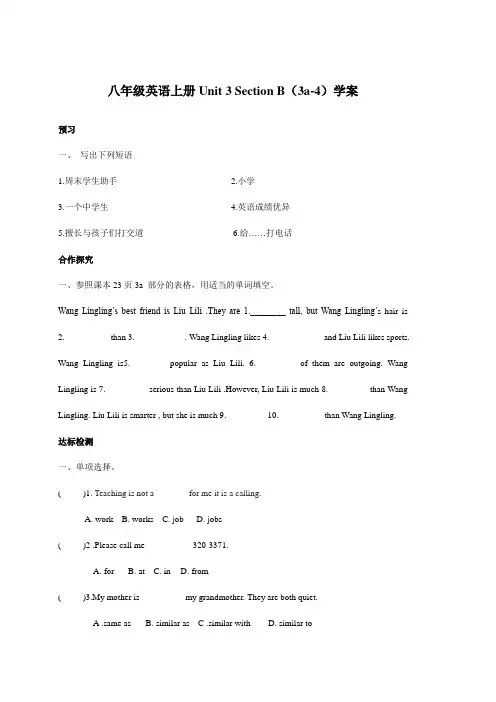 初二八年级上册英语人教版Unit 3 Section B 03 导学案