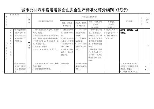 城市公共汽电车标准化评价细则(城市公交)