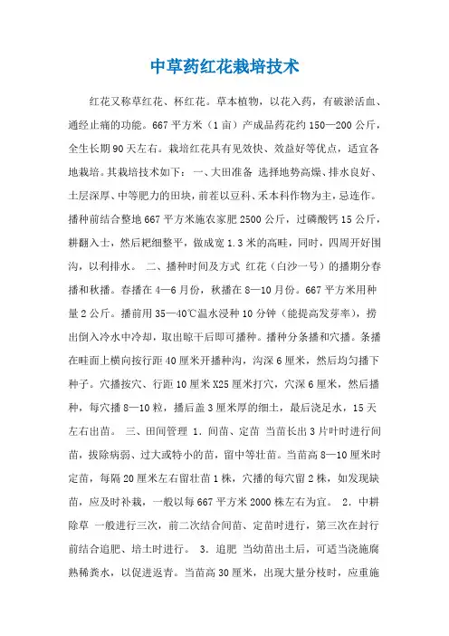 中草药红花栽培技术