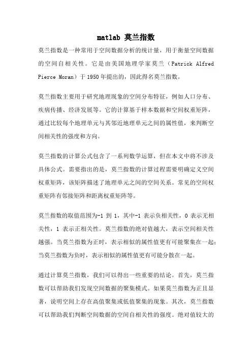matlab 莫兰指数