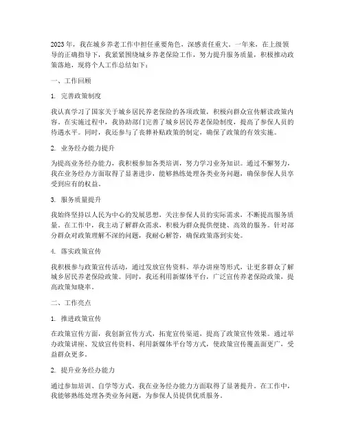 城乡养老个人工作总结