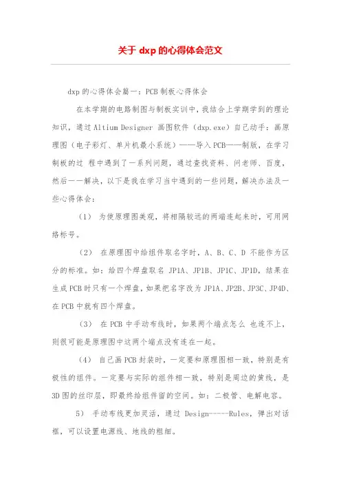关于dxp的心得体会范文