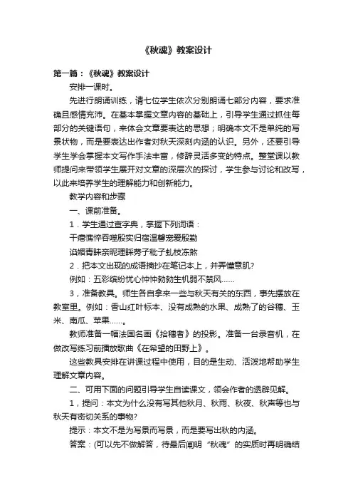 《秋魂》教案设计